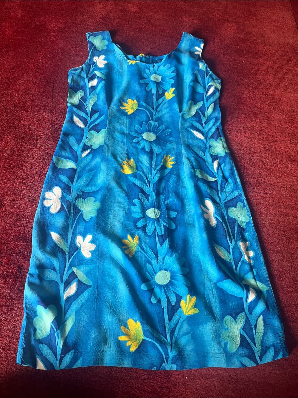 Jams World Vintage 90s Dress Womens Blue Midi Floral Blue